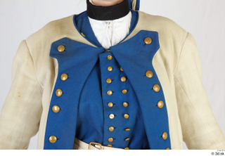  Photos Army man in cloth suit 3 17th century Army blue white and jacket historical clothing knob upper body 0002.jpg
